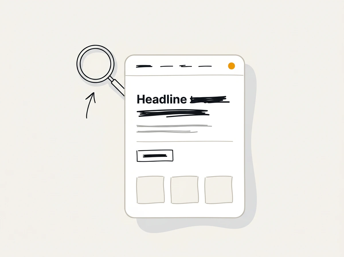 Illustration einer Webseite mit Navigation, Headline und Call-to-Action — Webseiten-Entwicklung durch Cavess